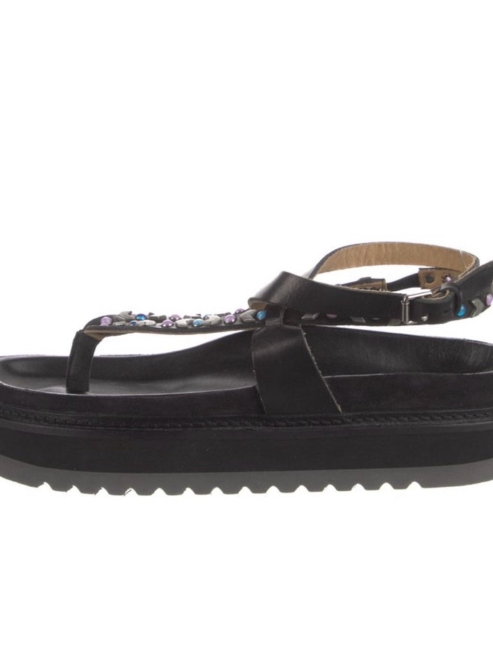 Isabel Marant Black Platform Thong Sandal with Multicolored Studs